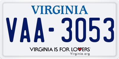 VA license plate VAA3053