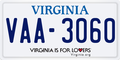 VA license plate VAA3060