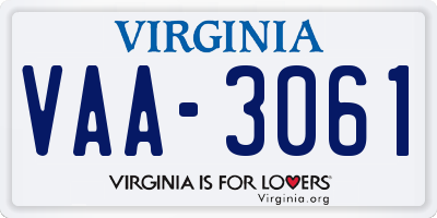 VA license plate VAA3061