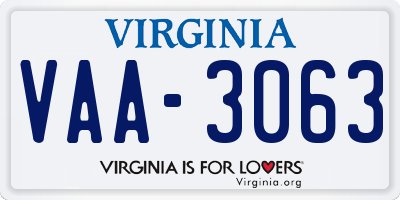 VA license plate VAA3063