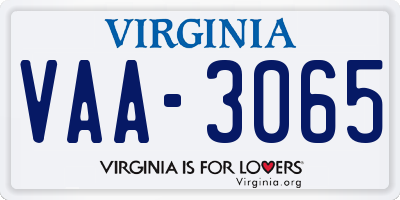 VA license plate VAA3065