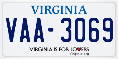 VA license plate VAA3069