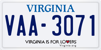 VA license plate VAA3071