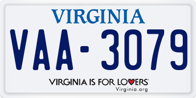 VA license plate VAA3079