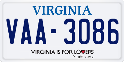 VA license plate VAA3086