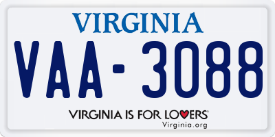 VA license plate VAA3088