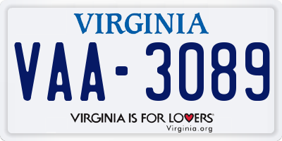 VA license plate VAA3089