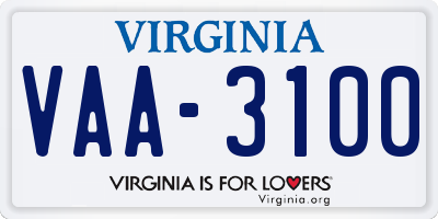 VA license plate VAA3100