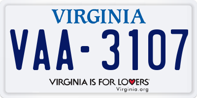 VA license plate VAA3107