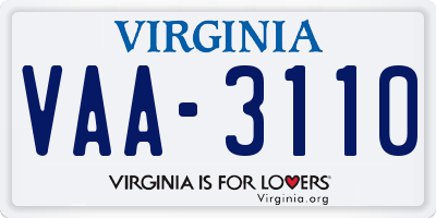 VA license plate VAA3110