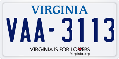 VA license plate VAA3113