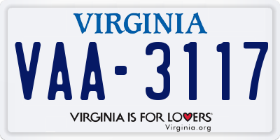 VA license plate VAA3117