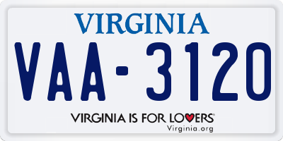 VA license plate VAA3120