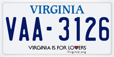 VA license plate VAA3126