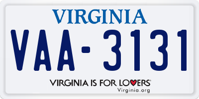 VA license plate VAA3131