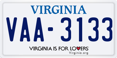 VA license plate VAA3133