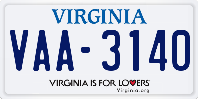 VA license plate VAA3140