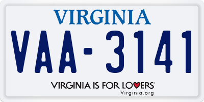 VA license plate VAA3141