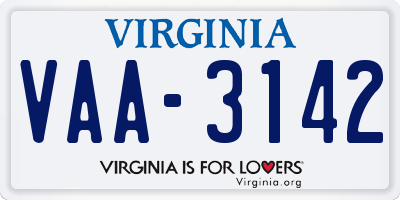 VA license plate VAA3142