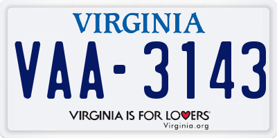 VA license plate VAA3143