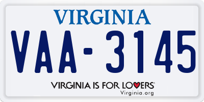 VA license plate VAA3145