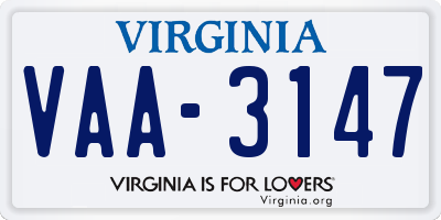 VA license plate VAA3147