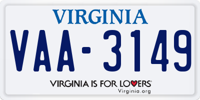 VA license plate VAA3149