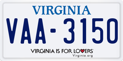 VA license plate VAA3150