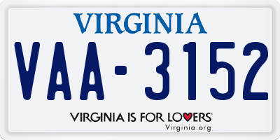 VA license plate VAA3152