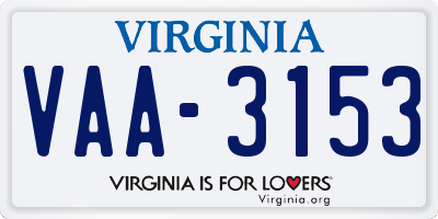 VA license plate VAA3153