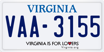 VA license plate VAA3155