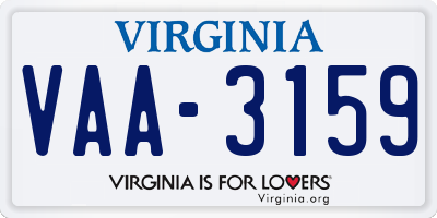 VA license plate VAA3159