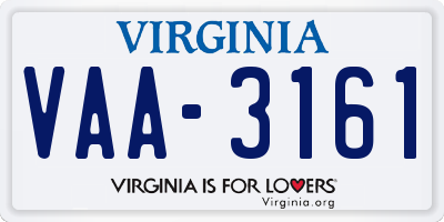 VA license plate VAA3161