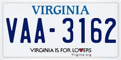 VA license plate VAA3162