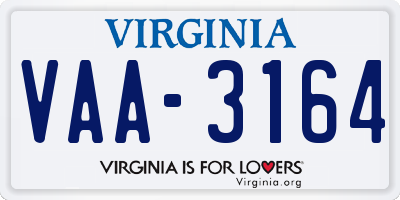 VA license plate VAA3164