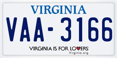 VA license plate VAA3166