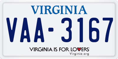 VA license plate VAA3167