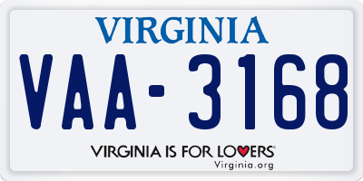 VA license plate VAA3168