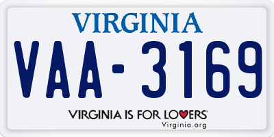 VA license plate VAA3169