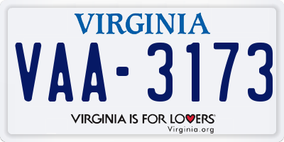VA license plate VAA3173