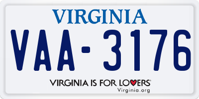 VA license plate VAA3176