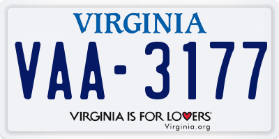 VA license plate VAA3177