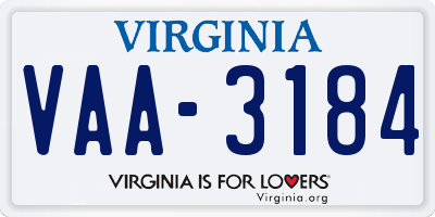 VA license plate VAA3184