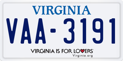 VA license plate VAA3191