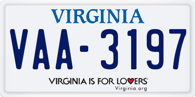 VA license plate VAA3197