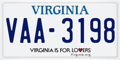 VA license plate VAA3198