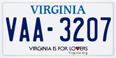 VA license plate VAA3207