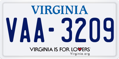 VA license plate VAA3209