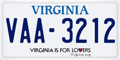 VA license plate VAA3212