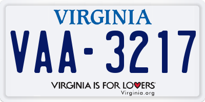 VA license plate VAA3217